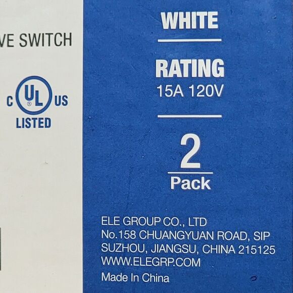 2 Pack ELEGRP Single Pole Decorative White Switch Rating 15A 120V - Picture 11 of 14